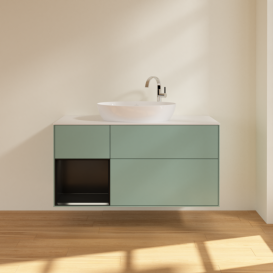 Тумба под раковину Villeroy & Boch Finion 120х50,1 см с подсветкой МДФ оливковый матовый лак/стекло белое матовое F941PDGM