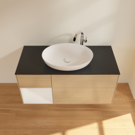 Тумба под раковину Villeroy & Boch Finion 120х50,1 см с подсветкой МДФ шпон дуба/стекло черное матовое F942GFPC