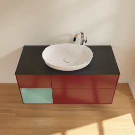 Тумба под раковину Villeroy & Boch Finion 120х50,1 см с подсветкой МДФ пион матовый лак/стекло черное матовое F942GMHB