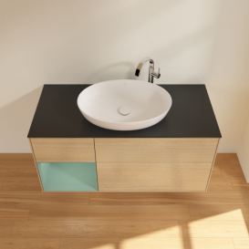 Тумба под раковину Villeroy & Boch Finion 120х50,1 см с подсветкой МДФ шпон дуба/стекло черное матовое F942GMPC