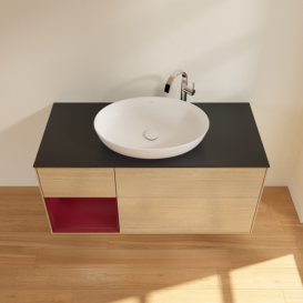 Тумба под раковину Villeroy & Boch Finion 120х50,1 см с подсветкой МДФ шпон дуба/стекло черное матовое F942HBPC