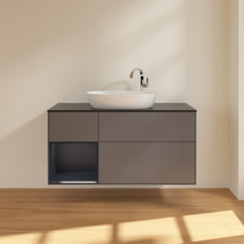 Тумба под раковину Villeroy & Boch Finion 120х50,1 см с подсветкой МДФ антрацит матовый лак/стекло черное матовое F942HGGK