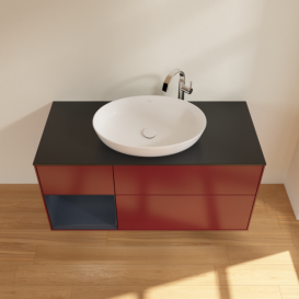 Тумба под раковину Villeroy & Boch Finion 120х50,1 см с подсветкой МДФ пион матовый лак/стекло черное матовое F942HGHB