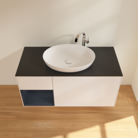 Тумба под раковину Villeroy & Boch Finion 120х50,1 см с подсветкой МДФ белый матовый лак/стекло черное матовое F942HGMT