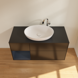 Тумба под раковину Villeroy & Boch Finion 120х50,1 см с подсветкой МДФ черный матовый лак/стекло черное матовое F942HGPD