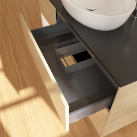 Тумба под раковину Villeroy & Boch Finion 120х50,1 см с подсветкой МДФ шпон дуба/стекло черное матовое F942MTPC