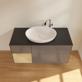 Тумба под раковину Villeroy & Boch Finion 120х50,1 см с подсветкой МДФ антрацит матовый лак/стекло черное матовое F942PCGK