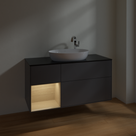 Тумба под раковину Villeroy & Boch Finion 120х50,1 см с подсветкой МДФ антрацит матовый лак/стекло черное матовое F942PCGK