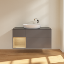 Тумба под раковину Villeroy & Boch Finion 120х50,1 см с подсветкой МДФ антрацит матовый лак/стекло черное матовое F942PCGK