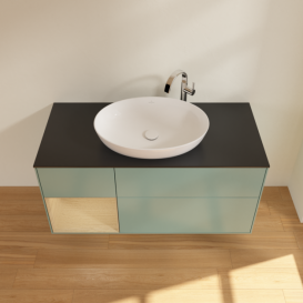 Тумба под раковину Villeroy & Boch Finion 120х50,1 см с подсветкой МДФ оливковый матовый лак/стекло черное матовое F942PCGM