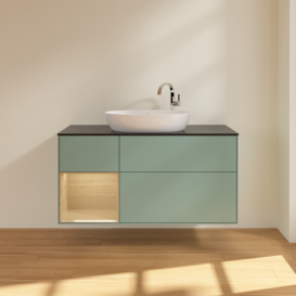 Тумба под раковину Villeroy & Boch Finion 120х50,1 см с подсветкой МДФ оливковый матовый лак/стекло черное матовое F942PCGM