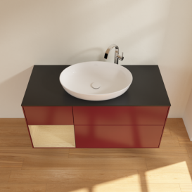 Тумба под раковину Villeroy & Boch Finion 120х50,1 см с подсветкой МДФ пион матовый лак/стекло черное матовое F942PCHB