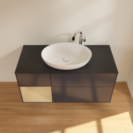 Тумба под раковину Villeroy & Boch Finion 120х50,1 см с подсветкой МДФ темно-синий матовый лак/стекло черное матовое F942PCHG