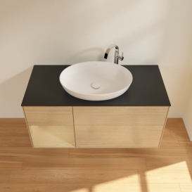 Тумба под раковину Villeroy & Boch Finion 120х50,1 см с подсветкой МДФ шпон дуба/стекло черное матовое F942PCPC