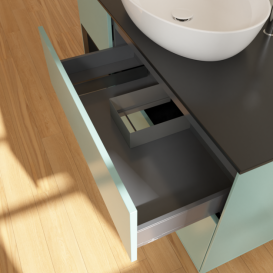 Тумба под раковину Villeroy & Boch Finion 120х50,1 см с подсветкой МДФ оливковый матовый лак/стекло черное матовое F942PDGM