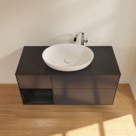 Тумба под раковину Villeroy & Boch Finion 120х50,1 см с подсветкой МДФ темно-синий матовый лак/стекло черное матовое F942PDHG