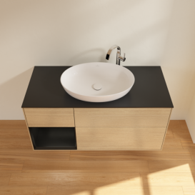 Тумба под раковину Villeroy & Boch Finion 120х50,1 см с подсветкой МДФ шпон дуба/стекло черное матовое F942PDPC