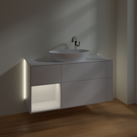 Тумба под раковину Villeroy & Boch Finion 120х50,1 см с подсветкой МДФ глянцевый белый лак/стекло белое матовое G941GFGF