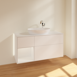 Тумба под раковину Villeroy & Boch Finion 120х50,1 см с подсветкой МДФ белый матовый лак/стекло белое матовое G941GFMT