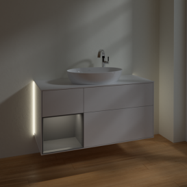 Тумба під раковину Villeroy & Boch Finion 120х50,1 см з підсвіткою МДФ білий глянцевий лак/скло біле матове G941GKGF