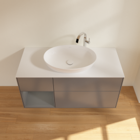 Тумба под раковину Villeroy & Boch Finion 120х50,1 см с подсветкой МДФ антрацит матовый лак/стекло белое матовое G941GKGK