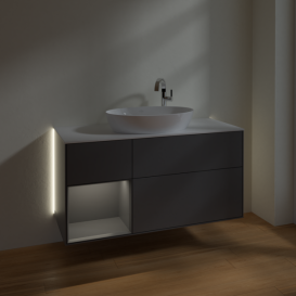 Тумба под раковину Villeroy & Boch Finion 120х50,1 см с подсветкой МДФ антрацит матовый лак/стекло белое матовое G941GKGK