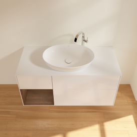 Тумба під раковину Villeroy & Boch Finion 120х50,1 см з підсвіткою МДФ білий глянцевий лак/скло біле матове G941GNGF