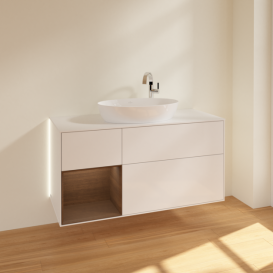 Тумба під раковину Villeroy & Boch Finion 120х50,1 см з підсвіткою МДФ білий глянцевий лак/скло біле матове G941GNGF