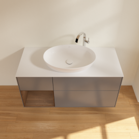 Тумба под раковину Villeroy & Boch Finion 120х50,1 см с подсветкой МДФ антрацит матовый лак/стекло белое матовое G941GNGK