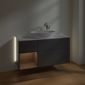 Тумба под раковину Villeroy & Boch Finion 120х50,1 см с подсветкой МДФ антрацит матовый лак/стекло белое матовое G941GNGK