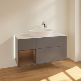 Тумба под раковину Villeroy & Boch Finion 120х50,1 см с подсветкой МДФ антрацит матовый лак/стекло белое матовое G941GNGK