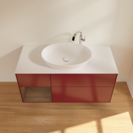 Тумба под раковину Villeroy & Boch Finion 120х50,1 см с подсветкой МДФ пион матовый лак/стекло белое матовое G941GNHB