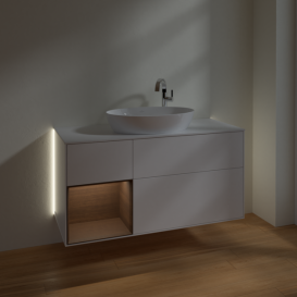 Тумба под раковину Villeroy & Boch Finion 120х50,1 см с подсветкой МДФ белый матовый лак/стекло белое матовое G941GNMT