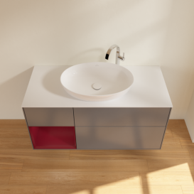 Тумба под раковину Villeroy & Boch Finion 120х50,1 см с подсветкой МДФ антрацит матовый лак/стекло белое матовое G941HBGK