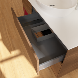 Тумба под раковину Villeroy & Boch Finion 120х50,1 см с подсветкой МДФ шпон грецкого ореха/стекло белое матовое G941HBGN