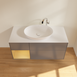 Тумба под раковину Villeroy & Boch Finion 120х50,1 см с подсветкой МДФ антрацит матовый лак/стекло белое матовое G941HFGK