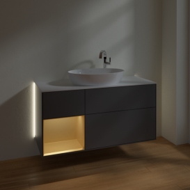 Тумба под раковину Villeroy & Boch Finion 120х50,1 см с подсветкой МДФ антрацит матовый лак/стекло белое матовое G941HFGK