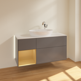 Тумба под раковину Villeroy & Boch Finion 120х50,1 см с подсветкой МДФ антрацит матовый лак/стекло белое матовое G941HFGK