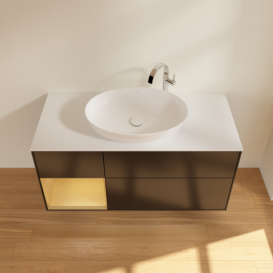 Тумба под раковину Villeroy & Boch Finion 120х50,1 см с подсветкой МДФ черный матовый лак/стекло белое матовое G941HFPD