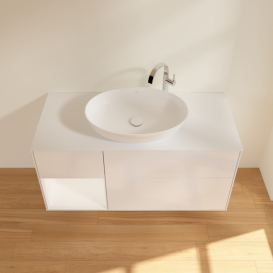 Тумба под раковину Villeroy & Boch Finion 120х50,1 см с подсветкой МДФ глянцевый белый лак/стекло белое матовое G941MTGF