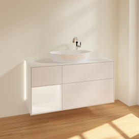 Тумба под раковину Villeroy & Boch Finion 120х50,1 см с подсветкой МДФ глянцевый белый лак/стекло белое матовое G941MTGF