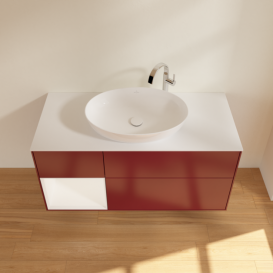 Тумба под раковину Villeroy & Boch Finion 120х50,1 см с подсветкой МДФ пион матовый лак/стекло белое матовое G941MTHB