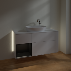 Тумба под раковину Villeroy & Boch Finion 120х50,1 см с подсветкой МДФ глянцевый белый лак/стекло белое матовое G941PDGF