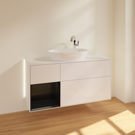 Тумба под раковину Villeroy & Boch Finion 120х50,1 см с подсветкой МДФ глянцевый белый лак/стекло белое матовое G941PDGF