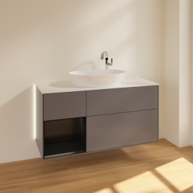 Тумба под раковину Villeroy & Boch Finion 120х50,1 см с подсветкой МДФ антрацит матовый лак/стекло белое матовое G941PDGK
