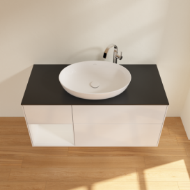 Тумба под раковину Villeroy & Boch Finion 120х50,1 см с подсветкой МДФ глянцевый белый лак/стекло черное матовое G942GFGF