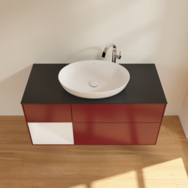 Тумба под раковину Villeroy & Boch Finion 120х50,1 см с подсветкой МДФ пион матовый лак/стекло черное матовое G942GFHB