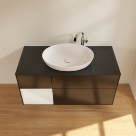 Тумба под раковину Villeroy & Boch Finion 120х50,1 см с подсветкой МДФ черный матовый лак/стекло черное матовое G942GFPD