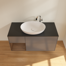 Тумба под раковину Villeroy & Boch Finion 120х50,1 см с подсветкой МДФ антрацит матовый лак/стекло черное матовое G942GNGK