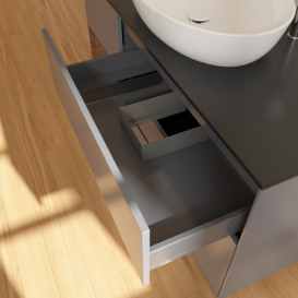 Тумба под раковину Villeroy & Boch Finion 120х50,1 см с подсветкой МДФ антрацит матовый лак/стекло черное матовое G942GNGK